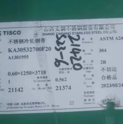 Cold Rolled 304 Stainless Steel Sheet Coils 0.3 - 3.0mm SS Strip Rope