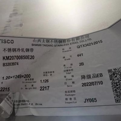 EN 1.4512 Stainless Steel Sheet & Plate Thickness 0.4 - 3.0mm Cold Rolled TISCO Brand