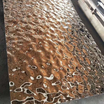 Water Ripple Stainless Steel Sheet AISI304 Grade with 0.3 - 3.0mm Thickness and Polished Surface for Decorative Applications