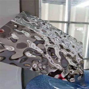 Gold Mirror Finish Water Ripple Stainless Steel Sheet Grade 201 304 430 with 0.3-3.0mm Thickness for Decorative Applications