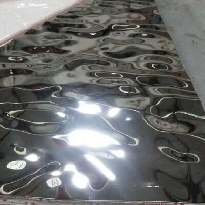 Gold Mirror Finish Water Ripple Stainless Steel Sheet Grade 201 304 430 with 0.3-3.0mm Thickness for Decorative Applications