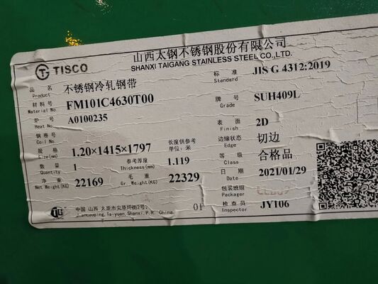 Cold Rolled SUS409L Stainless Steel Strip Coil with Polished Surface in 1220*2440mm Size