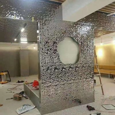 8K Mirror Stamped Decorative Stainless Steel Sheet 201 Water Ripple Stainless Steel Panels
