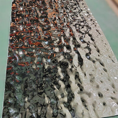 Water Ripple Stainless Steel Sheet AISI304 Grade with 0.3 - 3.0mm Thickness and Polished Surface for Decorative Applications